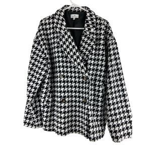 Urban Daizy double breasted black white checkered coat size Large (1109)